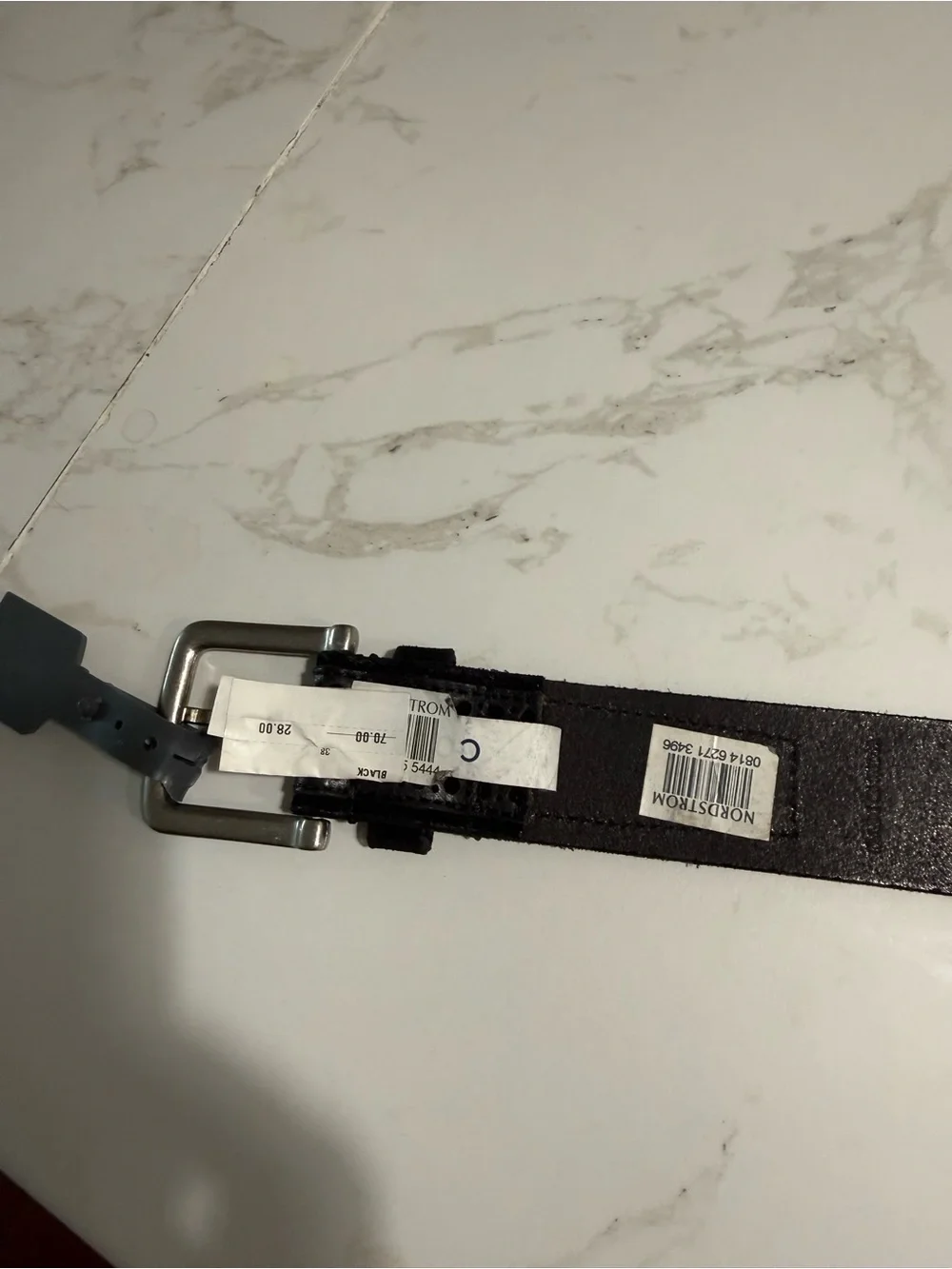 Cole Haan Black Suede Leather Belt with Perforated Panel